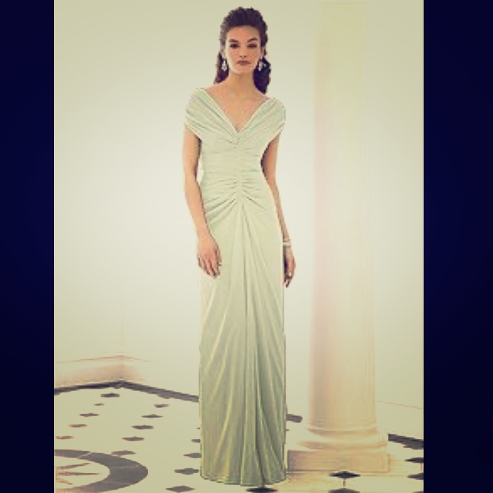 Liliana floor length center shirred chiffon gown